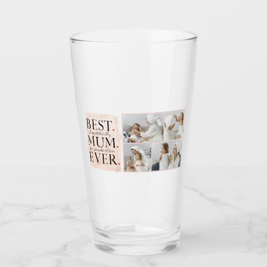 Moderne Collage Foto Roze Gelukkige Moederdag Glas (Voorkant)