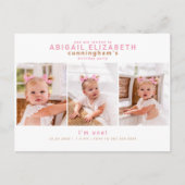Moderne collage Foto roze Girl Birthday Briefkaart (Voorkant)
