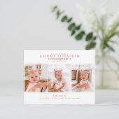 Moderne collage Foto roze Girl Birthday Briefkaart (Staand voorkant)