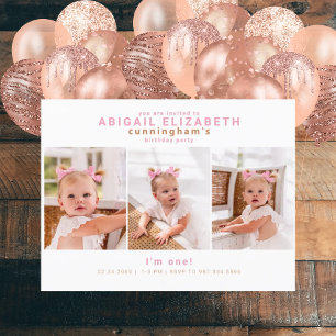 Moderne collage Foto roze Girl Birthday Briefkaart