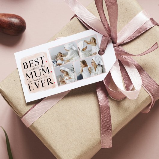Moderne Collage Foto Roze Happy Mothers Day Cadeaulabel