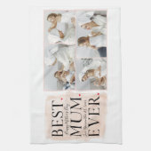 Moderne Collage Foto Roze Happy Mothers Day Theedoek (Verticaal)