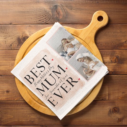 Moderne Collage Foto Roze Happy Mothers Day Theedoek