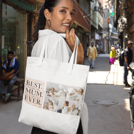 Moderne Collage Foto Roze Happy Mothers Day Tote Bag