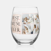 Moderne Collage Foto Roze Happy Mothers Day Wijnglas Zonder Voet (Voorkant)