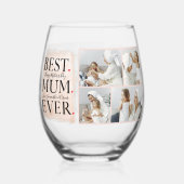 Moderne Collage Foto Roze Happy Mothers Day Wijnglas Zonder Voet (Achterkant)