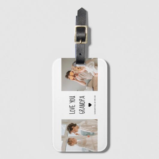 Moderne collage fotoliefhebbers opa beste cadeau bagagelabel (Voorkant (verticaal))