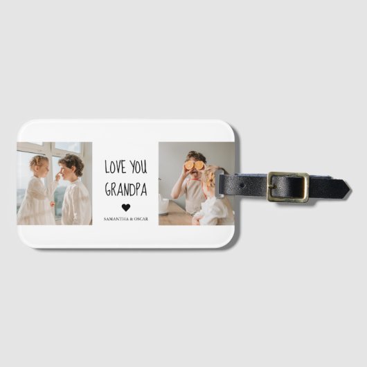 Moderne collage fotoliefhebbers opa beste cadeau bagagelabel (Voorkant (horizontaal))