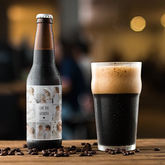Moderne collage fotoliefhebbers opa beste cadeau bier etiket