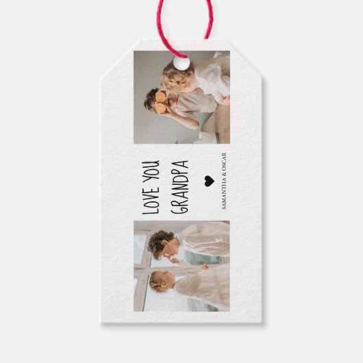 Moderne collage fotoliefhebbers opa beste cadeau cadeaulabel (Voorkant)