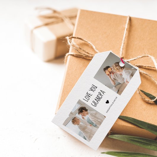 Moderne collage fotoliefhebbers opa beste cadeau cadeaulabel