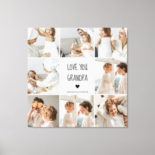 Moderne collage fotoliefhebbers opa beste cadeau canvas afdruk (Voorkant)