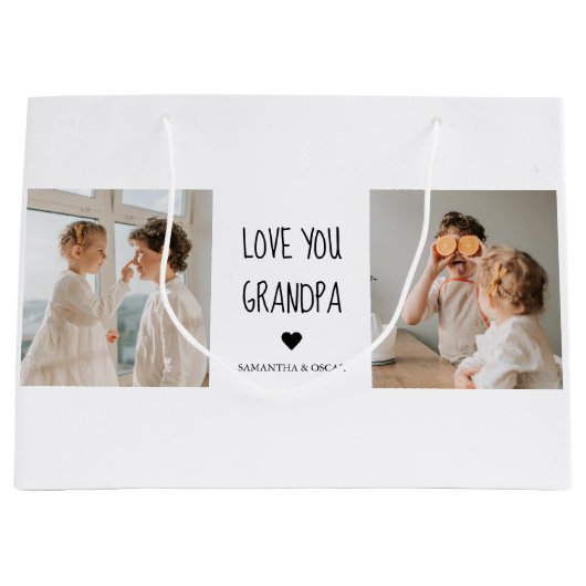 Moderne collage fotoliefhebbers opa beste cadeau groot cadeauzakje (Voorkant)