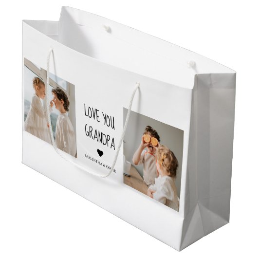 Moderne collage fotoliefhebbers opa beste cadeau groot cadeauzakje (Voorkant Gekanteld)