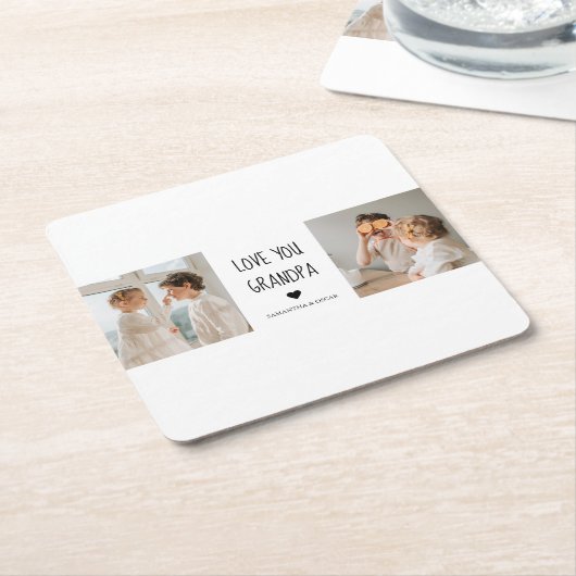Moderne collage fotoliefhebbers opa beste cadeau kartonnen onderzetters (Schuin)