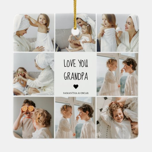 Moderne collage fotoliefhebbers opa beste cadeau keramisch ornament (Achterkant)