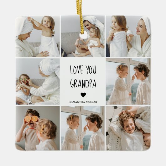 Moderne collage fotoliefhebbers opa beste cadeau keramisch ornament (Voorkant)