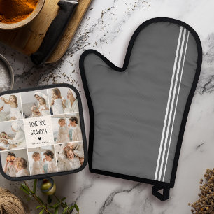 Moderne collage fotoliefhebbers opa beste cadeau ovenwant & pannenlap set