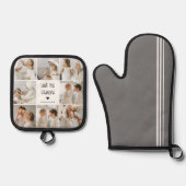 Moderne collage fotoliefhebbers opa beste cadeau ovenwant & pannenlap set (Voorkant)