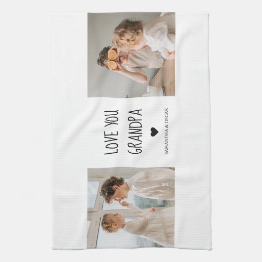 Moderne collage fotoliefhebbers opa beste cadeau theedoek (Verticaal)