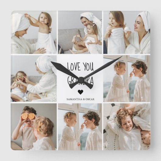 Moderne collage fotoliefhebbers opa beste cadeau vierkante klok (Voorkant)