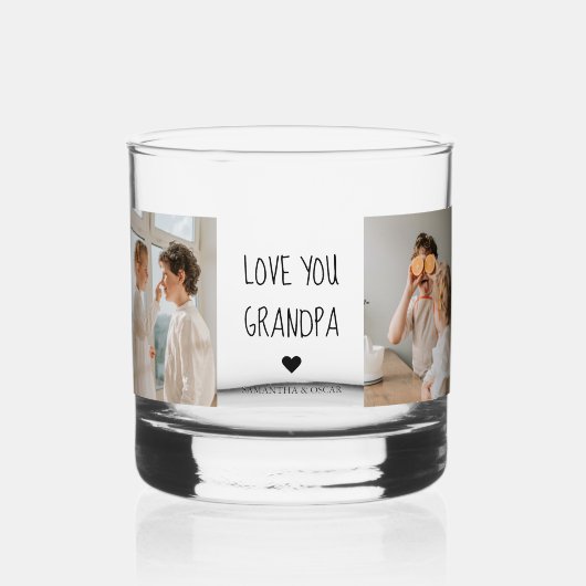 Moderne collage fotoliefhebbers opa beste cadeau whisky glas (Voorkant)