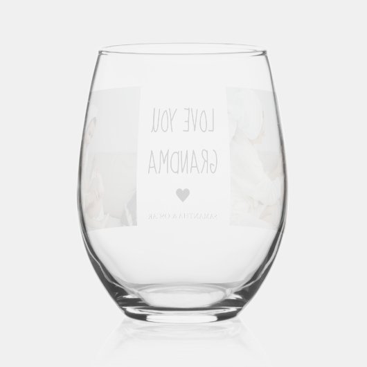 Moderne collage fotoliefhebbers opa beste cadeau wijnglas zonder voet (Achterkant)