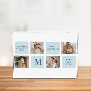 Moderne collage foto's Blue Best Fathers Gift