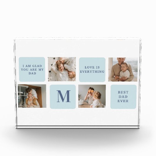 Moderne collage foto's Blue Best Fathers Gift (Voorkant)