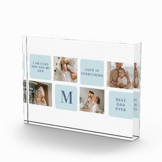 Moderne collage foto's Blue Best Fathers Gift (Rechts)