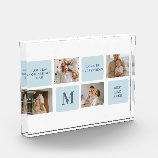 Moderne collage foto's Blue Best Fathers Gift (Links)