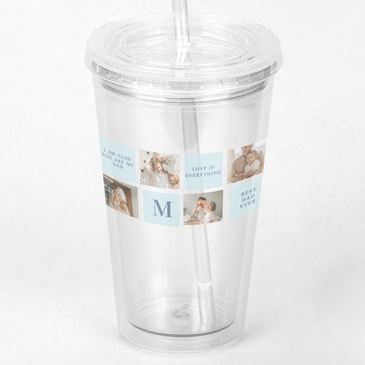 Moderne collage foto's Blue Best Fathers Gift Acryl Drinkbeker