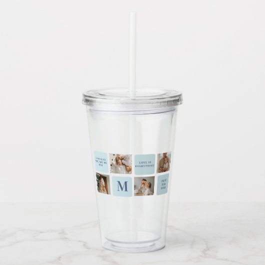 Moderne collage foto's Blue Best Fathers Gift Acryl Drinkbeker (Voorkant)