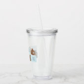 Moderne collage foto's Blue Best Fathers Gift Acryl Drinkbeker (Links)