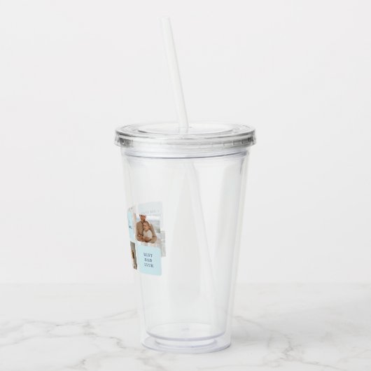 Moderne collage foto's Blue Best Fathers Gift Acryl Drinkbeker (Links)