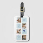 Moderne collage foto's Blue Best Fathers Gift Bagagelabel (Voorkant (verticaal))