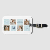Moderne collage foto's Blue Best Fathers Gift Bagagelabel (Voorkant (horizontaal))