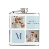 Moderne collage foto's Blue Best Fathers Gift Heupfles (Voorkant)