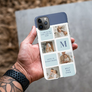 Moderne collage foto's Blue Best Fathers Gift iPhone 11Pro Max Hoesje