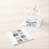 Moderne collage foto's Blue Best Fathers Gift Kartonnen Onderzetters (Insitu)