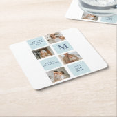Moderne collage foto's Blue Best Fathers Gift Kartonnen Onderzetters (Schuin)