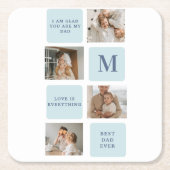 Moderne collage foto's Blue Best Fathers Gift Kartonnen Onderzetters (Voorkant)
