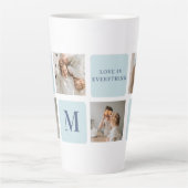 Moderne collage foto's Blue Best Fathers Gift Latte Mok (Voorkant)