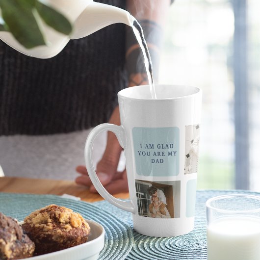 Moderne collage foto's Blue Best Fathers Gift Latte Mok