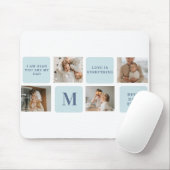 Moderne collage foto's Blue Best Fathers Gift Muismat (Met muis)