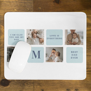 Moderne collage foto's Blue Best Fathers Gift Muismat