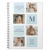 Moderne collage foto's Blue Best Fathers Gift Notitieboek (Voorkant)