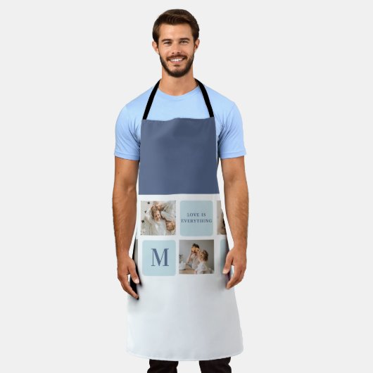 Moderne collage foto's Blue Best Fathers Gift Schort (Gedragen)