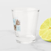 Moderne collage foto's Blue Best Fathers Gift Shot Glas (Rechts)