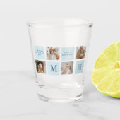 Moderne collage foto's Blue Best Fathers Gift Shot Glas (Voorkant)